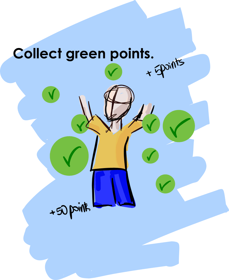 Completed green tasks bring you green points! Collect as many as you can and become the best!
