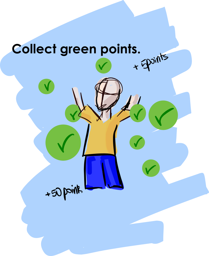 Completed green tasks bring you green points! Collect as many as you can and become the best!